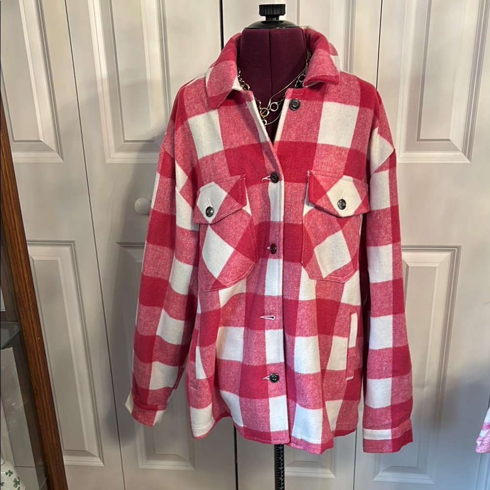 Velvet Heart Pink and White Utility Jacket